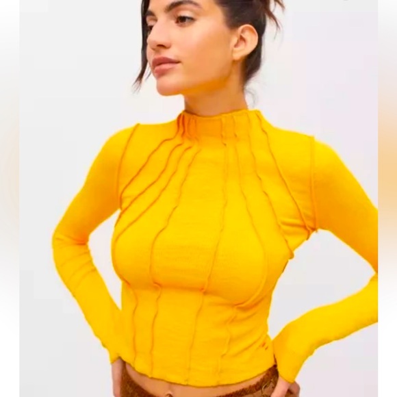 Urban Outfitters Tops - BDG Sunray Seam Mock Neck, in Gold